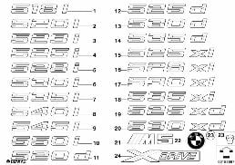 EMBLEMS / LETTERINGS diagram for BMW 5 Series E60 530xi
