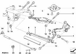 REAR AXLE SUPPORT/WHEEL SUSPENSION diagram for BMW 3 Series E36 320i
