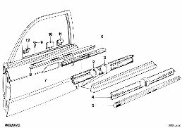DOOR WEATHERSTRIP FRONT diagram for BMW 5 Series E12 520
