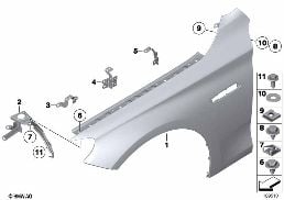 FRONT SIDE PANEL diagram for BMW 5 Series F07 GT 550iX 4.0