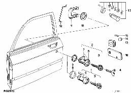 DOOR HANDLE FRONT/LOCK/KEY diagram for BMW 5 Series E12 528