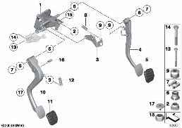 FOOT LEVER MECH. WITH RETURN SPRING diagram for BMW Z4 E89 30i