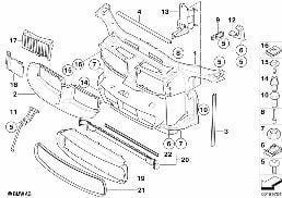 FRONT PANEL/BODY PARTS, ENGINE COMPARTM diagram for BMW 3 Series E90 320d