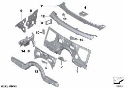 SPLASH WALL PARTS diagram for BMW 7 Series F01 LCI 740i