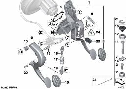 Fusshebelwerk mit Übertotpunktfeder diagram for BMW MINI Clubman R55 Coop.S JCW