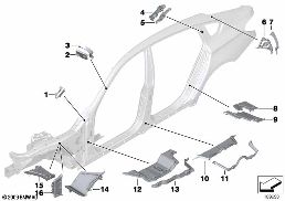 CAVITY SHIELDING, SIDE FRAME diagram for BMW 5 Series F07 GT 550iX 4.0