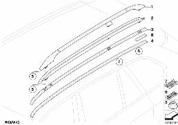 คิ้วตกแต่งหลังคา/รางหลังคา diagram for BMW X5 E70 3.0si