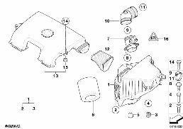 INTAKE MUFFLER/FILTER CARTRIDGE/HFM diagram for BMW 1 Series E87 LCI 120i