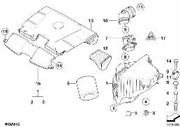 INTAKE MUFFLER/FILTER CARTRIDGE/HFM diagram for BMW X1 E84 18i