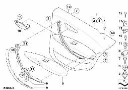 Revetement de porte, arriere diagram for BMW 1 Series E87 LCI 120i