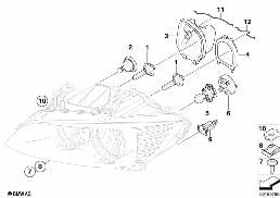 INDIVIDUAL PARTS FOR HEADLAMP, HALOGEN diagram for BMW 3 Series E91 LCI 320d