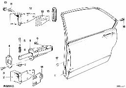 ประตูด้านหลัง - บานพับ/ตัวกันกระแทกประตู diagram for BMW 7 Series E23 733i
