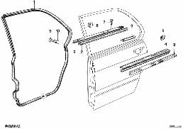 DOOR WEATHERSTRIP REAR diagram for BMW 5 Series E28 518i
