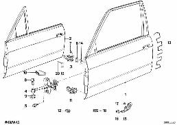 FRONT DOOR-HINGE/DOOR BRAKE diagram for BMW 3 Series E30 325i