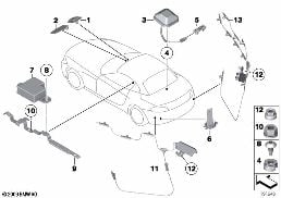 SINGLE PCS. ANTENNA GPS/DAB/SDARS/TV/TEL diagram for BMW Z4 E89 30i