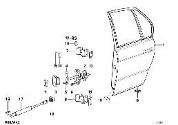 Tür hinten - Scharnier/Türbremse diagram for BMW 7 Series E32 750iL