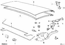 Hayon AR, charnière, serrure diagram for BMW 3 Series E21 318i