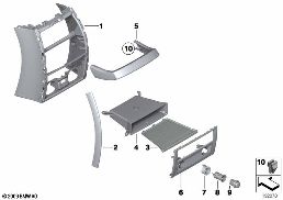 Monteringsdetaljer mittkonsol bak diagram for BMW 5 Series F07 GT 530d