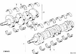 CRANKSHAFT WITH BEARING SHELLS diagram for BMW 5 Series E12 530i