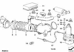 SECONDARY THROTTLE HOUSING TUBE ASC diagram for BMW 7 Series E32 730i