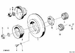FAN BELT DRIVE-V BELT PULLEY diagram for BMW 5 Series E12 530i