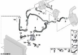Водяные шланги сист.охл. наддув.воздуха diagram for BMW X6 E71 50iX