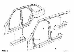 BODY-SIDE FRAME diagram for BMW 5 Series E34 525tds