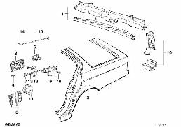 SIDE PANEL/TAIL TRIM diagram for BMW 5 Series E34 525tds