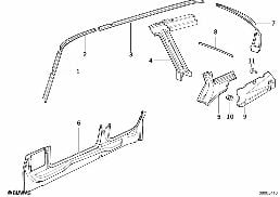 SINGLE COMPONENTS FOR BODY-SIDE FRAME diagram for BMW 5 Series E34 525tds