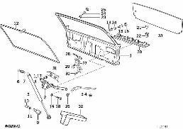 SINGLE COMPONENTS FOR TRUNK LID diagram for BMW 5 Series E34 525tds