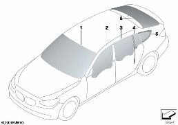 GLAZING diagram for BMW 5 Series F07 GT LCI 530dX
