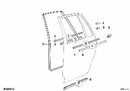 DOOR WEATHERSTRIP REAR diagram for BMW 5 Series E34 525tds