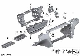 Montaj parçaları, gösterge paneli, alt diagram for BMW 7 Series F03 750LiS