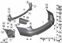 Beklädnad bak diagram for BMW 5 Series F07 GT 530d
