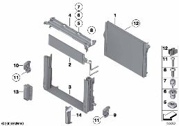 Pieces de fixation de radiateur diagram for BMW 5 Series F18 520Li