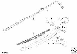 SINGLE PARTS FOR REAR WINDOW WIPER diagram for BMW 5 Series E61 530d