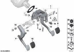 FOOT LEVER MECH. WITH RETURN SPRING diagram for BMW 3 Series E92 320i