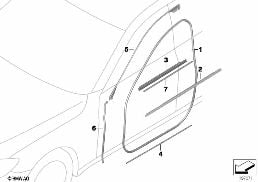 TRIM AND SEALS FOR DOOR, FRONT