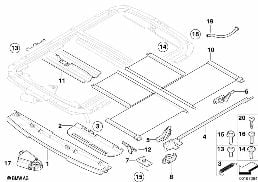 Dach przesuwno-uchylny, elem. pojed. diagram for BMW MINI R50 Cooper