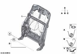 SEAT, FRONT, BACKREST FRAME diagram for BMW 5 Series F11 535iX
