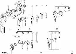 DOOR HANDLE FRONT/LOCK/KEY diagram for BMW 5 Series E34 524td