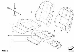 Κάθισμ.μπρ.ταπετσ.και επένδ.σπορ κάθισμα diagram for BMW 3 Series E90 LCI M3