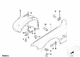 Panneau latéral avant diagram for BMW 5 Series E39 525td