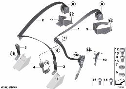 Rear seat belt, basic diagram for BMW Rolls-Royce Phantom RR1 Phantom