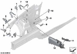 FRONT BODY BRACKET RIGHT diagram for BMW X1 E84 18i