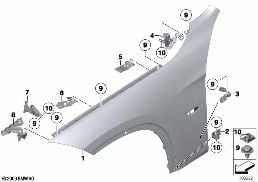 FRONT SIDE PANEL diagram for BMW X1 E84 18i