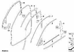 TRIM AND SEALS FOR DOOR, FRONT diagram for BMW X6 E71 35iX