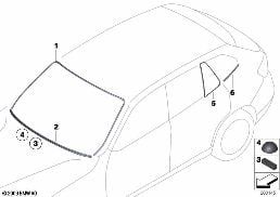 WINDOW MOUNTING PARTS diagram for BMW X1 E84 20i