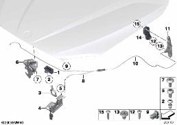 HOOD LOCKING SYSTEM diagram for BMW X1 E84 18i