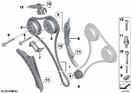 TIMING CHAIN, CYLINDERS 1-6